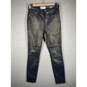 FRAME Pants Womens 27 Gold Metallic Le High Skinny Holiday Party